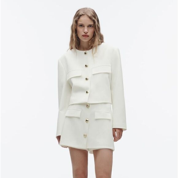 ZARA GOLD BUTTON CROPPED BLAZER - Picture 12 of 15